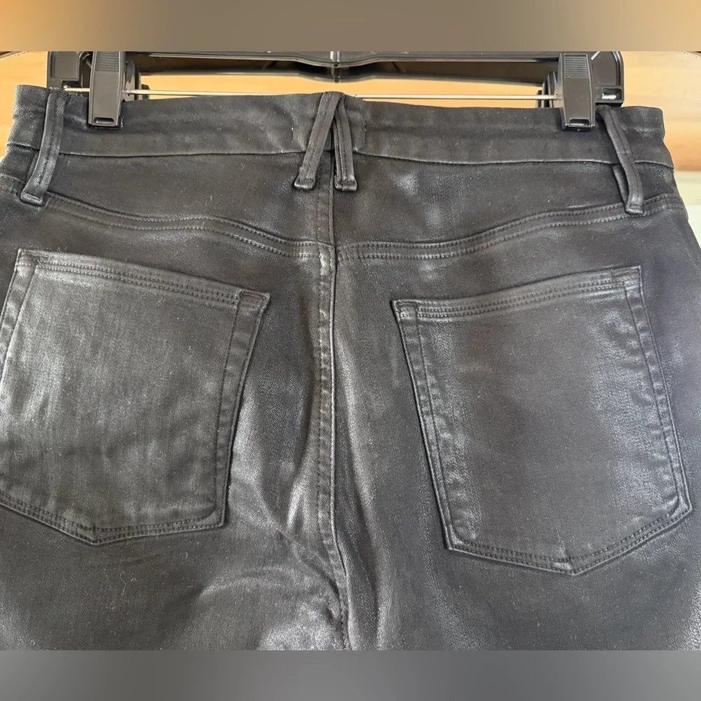 Good American Good Straight Coated Black Jeans Size 12 (Waist 31) (leather look) - Picture 9 of 14